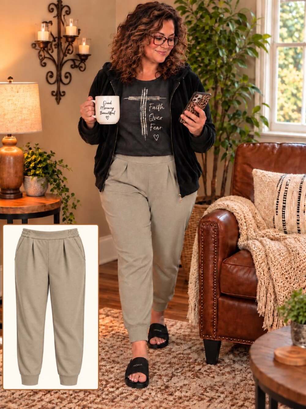NWT Avia Scuba Pleat Joggers XL 16-18 Wheat Heather Tan Taupe Stretch Pants